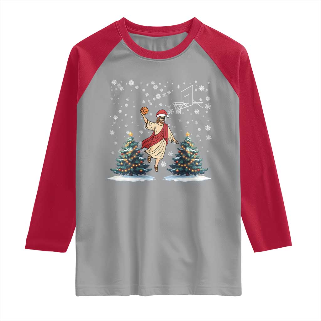He Is Rizzin Raglan Shirt Funny Christmas Slam Dunk Basketball Gift TS12 Sport Gray Red Print Your Wear