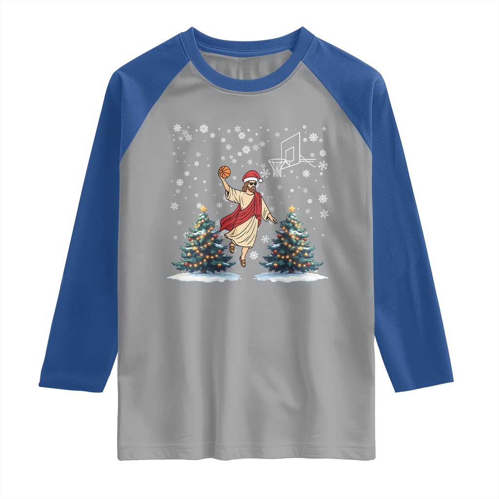 He Is Rizzin Raglan Shirt Funny Christmas Slam Dunk Basketball Gift TS12 Sport Gray Royal Print Your Wear