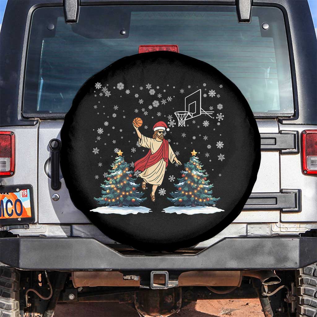 He Is Rizzin Spare Tire Cover Funny Christmas Slam Dunk Basketball Gift TS12 No hole Black Print Your Wear