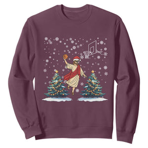 He Is Rizzin Sweatshirt Funny Christmas Slam Dunk Basketball Gift TS12 Maroon Print Your Wear