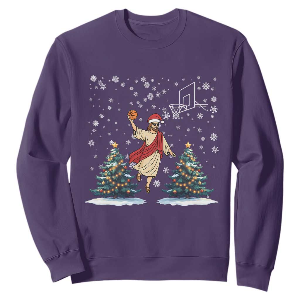 He Is Rizzin Sweatshirt Funny Christmas Slam Dunk Basketball Gift TS12 Purple Print Your Wear