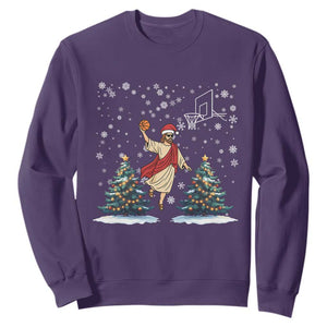 He Is Rizzin Sweatshirt Funny Christmas Slam Dunk Basketball Gift TS12 Purple Print Your Wear