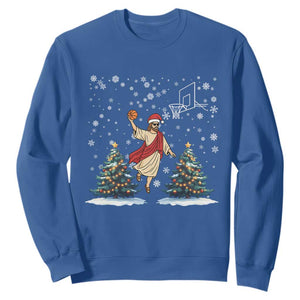 He Is Rizzin Sweatshirt Funny Christmas Slam Dunk Basketball Gift TS12 Royal Blue Print Your Wear