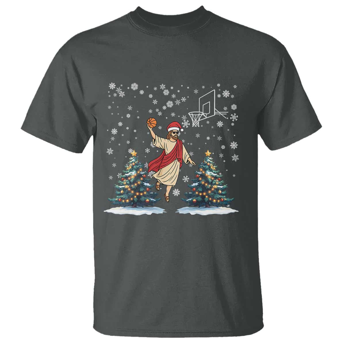 He Is Rizzin T Shirt Funny Christmas Slam Dunk Basketball Gift TS12 Dark Heather Print Your Wear