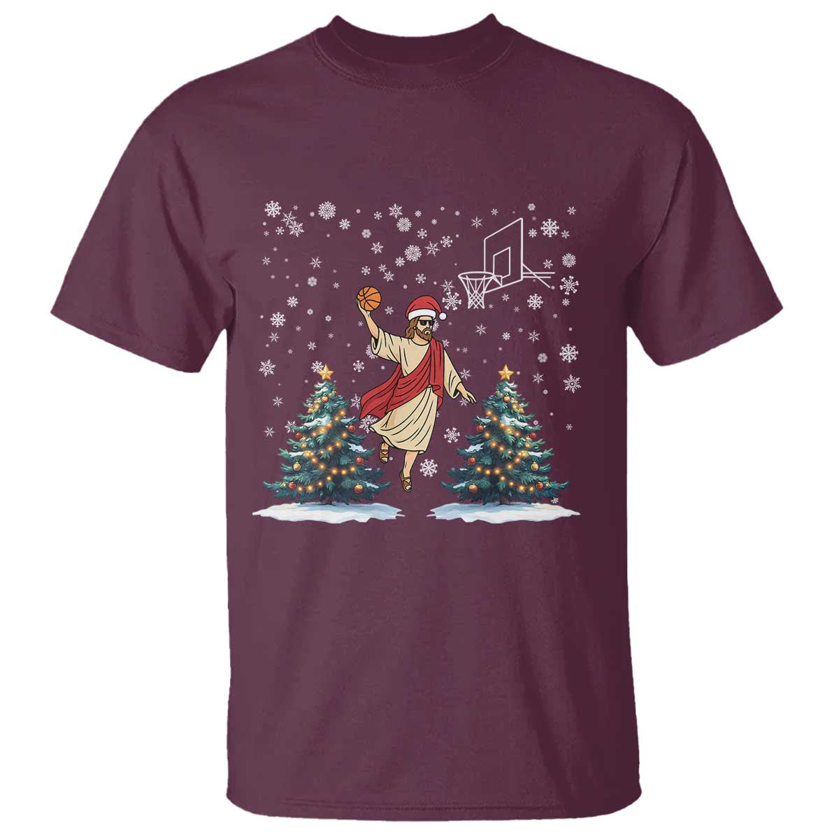 He Is Rizzin T Shirt Funny Christmas Slam Dunk Basketball Gift TS12 Maroon Print Your Wear