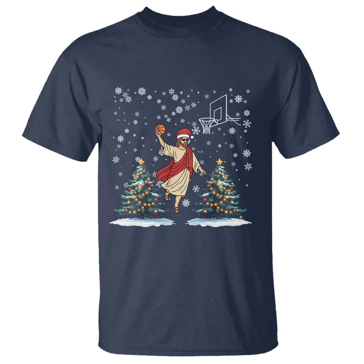 He Is Rizzin T Shirt Funny Christmas Slam Dunk Basketball Gift TS12 Navy Print Your Wear