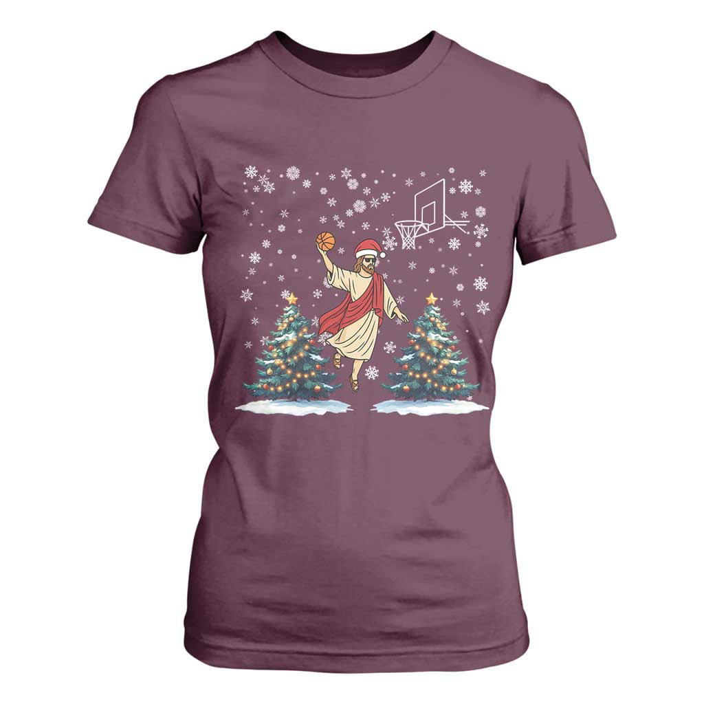 He Is Rizzin T Shirt For Women Funny Christmas Slam Dunk Basketball Gift TS12 Maroon Print Your Wear