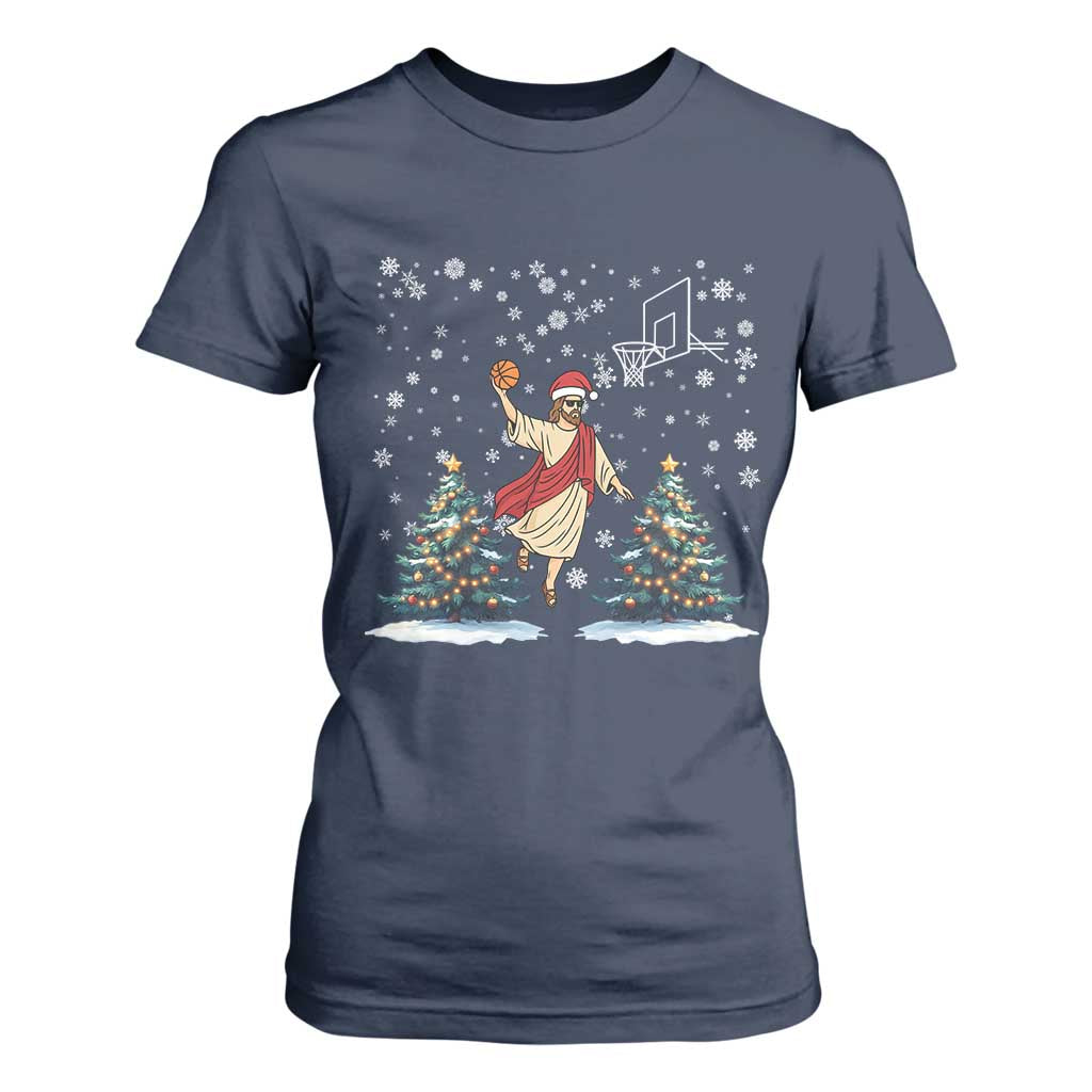 He Is Rizzin T Shirt For Women Funny Christmas Slam Dunk Basketball Gift TS12 Navy Print Your Wear