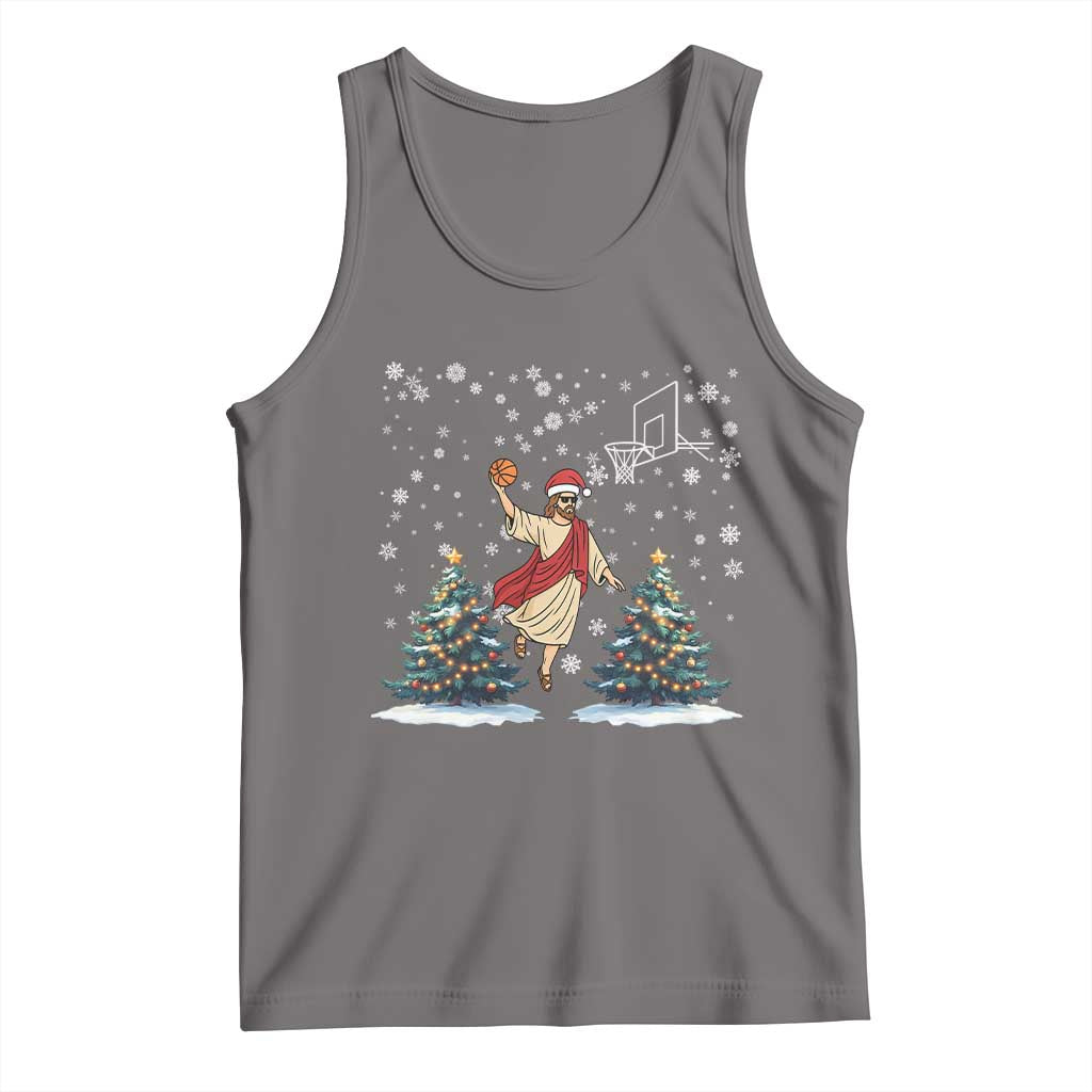 He Is Rizzin Tank Top Funny Christmas Slam Dunk Basketball Gift TS12 Deep Heather Print Your Wear