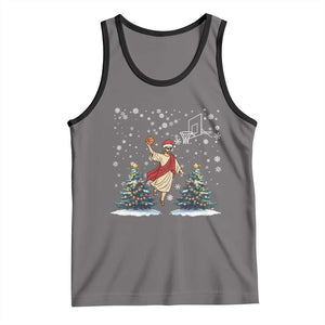 He Is Rizzin Tank Top Funny Christmas Slam Dunk Basketball Gift TS12 Deep Heather Black Print Your Wear