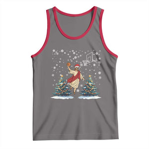 He Is Rizzin Tank Top Funny Christmas Slam Dunk Basketball Gift TS12 Deep Heather Red Print Your Wear