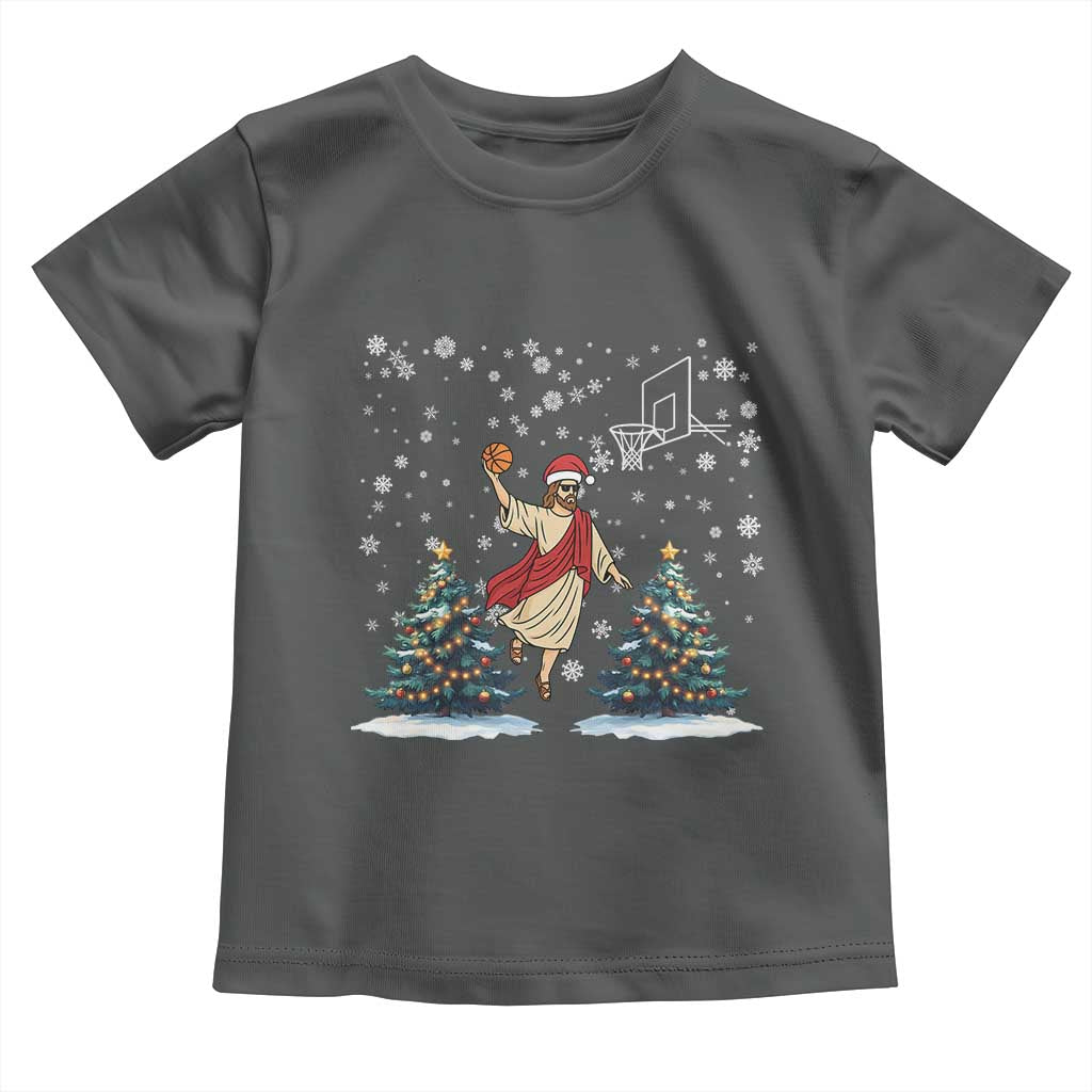 He Is Rizzin Toddler T Shirt Funny Christmas Slam Dunk Basketball Gift TS12 Dark Heather Print Your Wear