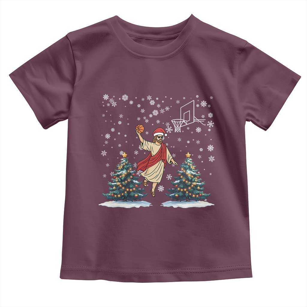 He Is Rizzin Toddler T Shirt Funny Christmas Slam Dunk Basketball Gift TS12 Maroon Print Your Wear