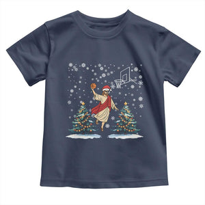 He Is Rizzin Toddler T Shirt Funny Christmas Slam Dunk Basketball Gift TS12 Navy Print Your Wear