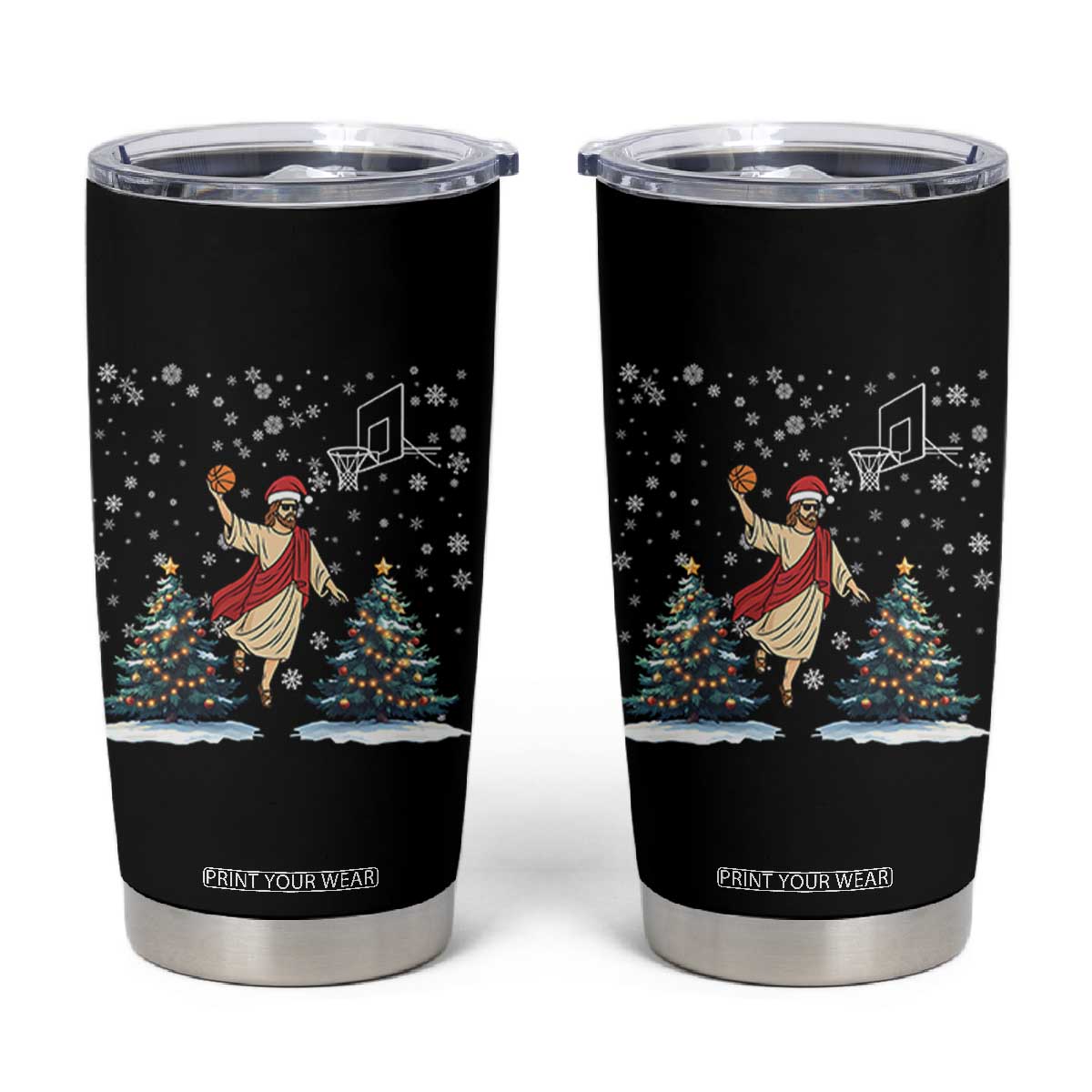 He Is Rizzin Tumbler Cup Funny Christmas Slam Dunk Basketball Gift - Print Your Wear
