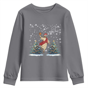 He Is Rizzin Youth Sweatshirt Funny Christmas Slam Dunk Basketball Gift TS12 Charcoal Print Your Wear