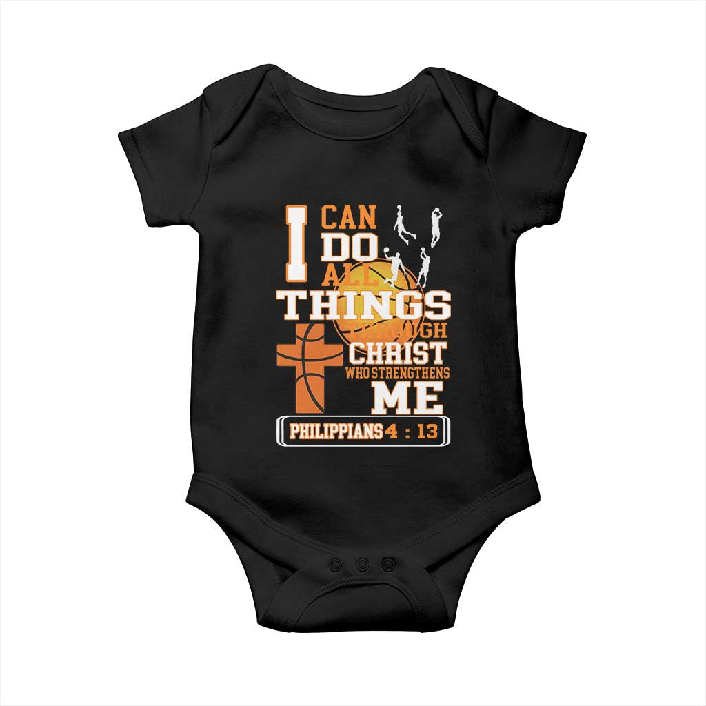 Christian Basketball Baby Onesie I Can Do All Things Through Christ Bible Verse TS12 Black Print Your Wear