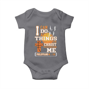 Christian Basketball Baby Onesie I Can Do All Things Through Christ Bible Verse TS12 Charcoal Print Your Wear