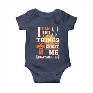 Christian Basketball Baby Onesie I Can Do All Things Through Christ Bible Verse TS12 Navy Print Your Wear