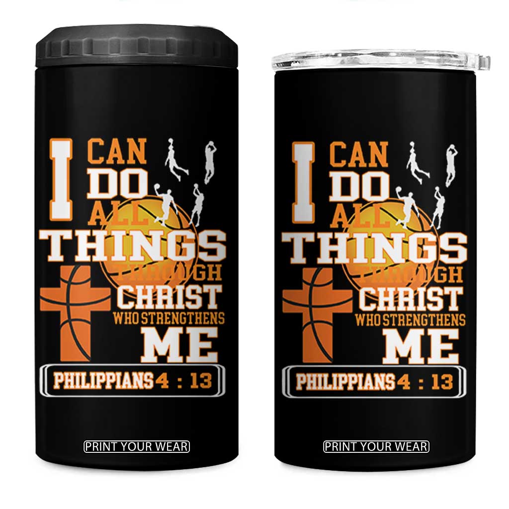 Christian Basketball 4 in 1 Can Cooler Tumbler I Can Do All Things Through Christ Bible Verse TS12 One Size: 16 oz Black Print Your Wear