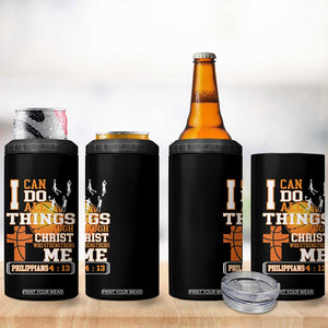 Christian Basketball 4 in 1 Can Cooler Tumbler I Can Do All Things Through Christ Bible Verse TS12 Print Your Wear