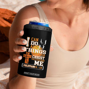 Christian Basketball 4 in 1 Can Cooler Tumbler I Can Do All Things Through Christ Bible Verse TS12 Print Your Wear