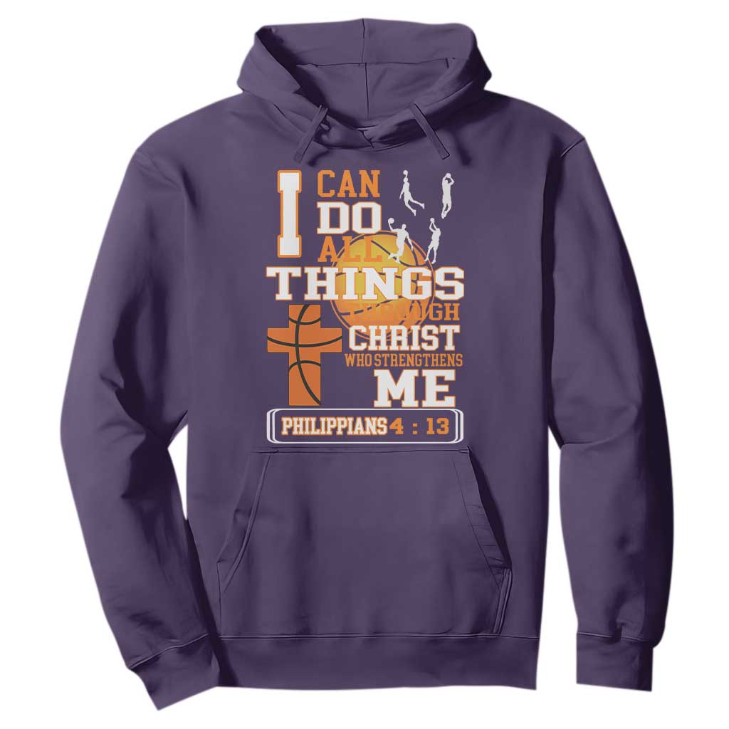 Christian Basketball Hoodie I Can Do All Things Through Christ Bible Verse TS12 Purple Print Your Wear
