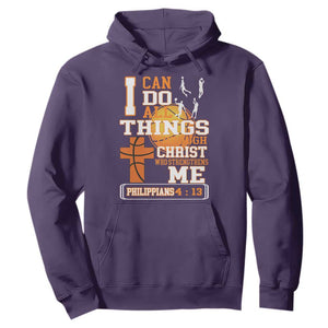 Christian Basketball Hoodie I Can Do All Things Through Christ Bible Verse TS12 Purple Print Your Wear