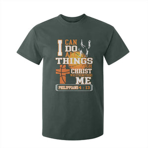 Christian Basketball T Shirt For Kid I Can Do All Things Through Christ Bible Verse TS12 Dark Forest Green Print Your Wear