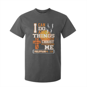 Christian Basketball T Shirt For Kid I Can Do All Things Through Christ Bible Verse TS12 Dark Heather Print Your Wear