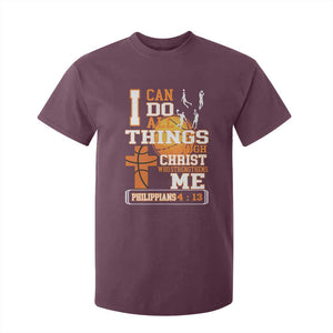 Christian Basketball T Shirt For Kid I Can Do All Things Through Christ Bible Verse TS12 Maroon Print Your Wear
