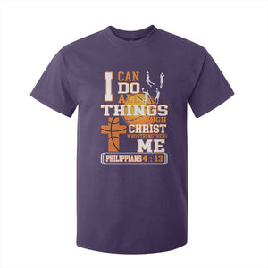 Christian Basketball T Shirt For Kid I Can Do All Things Through Christ Bible Verse TS12 Purple Print Your Wear