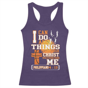 Christian Basketball Racerback Tank Top I Can Do All Things Through Christ Bible Verse TS12 Purple Print Your Wear
