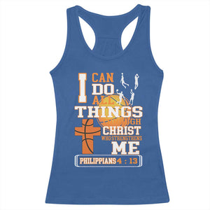 Christian Basketball Racerback Tank Top I Can Do All Things Through Christ Bible Verse TS12 Royal Blue Print Your Wear