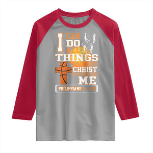 Christian Basketball Raglan Shirt I Can Do All Things Through Christ Bible Verse TS12 Sport Gray Red Print Your Wear