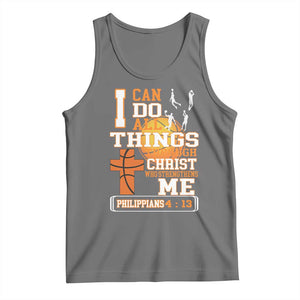 Christian Basketball Tank Top I Can Do All Things Through Christ Bible Verse TS12 Black Heather Print Your Wear