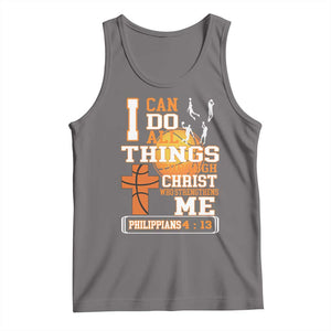 Christian Basketball Tank Top I Can Do All Things Through Christ Bible Verse TS12 Deep Heather Print Your Wear