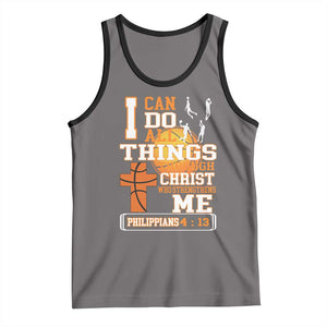 Christian Basketball Tank Top I Can Do All Things Through Christ Bible Verse TS12 Deep Heather Black Print Your Wear