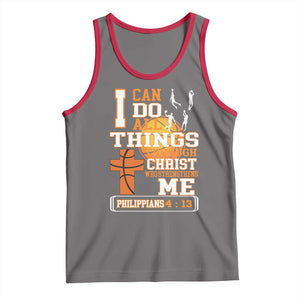 Christian Basketball Tank Top I Can Do All Things Through Christ Bible Verse TS12 Deep Heather Red Print Your Wear
