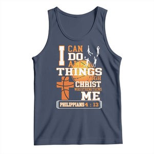 Christian Basketball Tank Top I Can Do All Things Through Christ Bible Verse TS12 Navy Print Your Wear