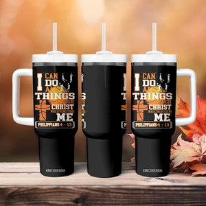 Christian Basketball Tumbler With Handle I Can Do All Things Through Christ Bible Verse TS12 Print Your Wear