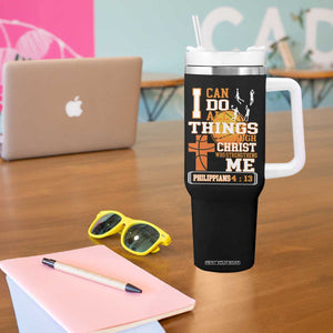 Christian Basketball Tumbler With Handle I Can Do All Things Through Christ Bible Verse TS12 Print Your Wear