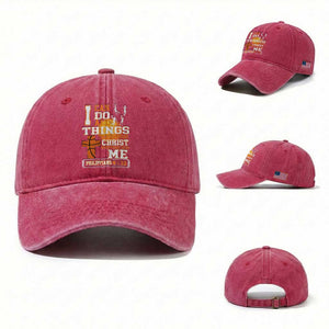 Christian Basketball Washed Cotton Baseball Cap I Can Do All Things Through Christ Bible Verse TS12 Washed Cap Universal Fit Red Print Your Wear