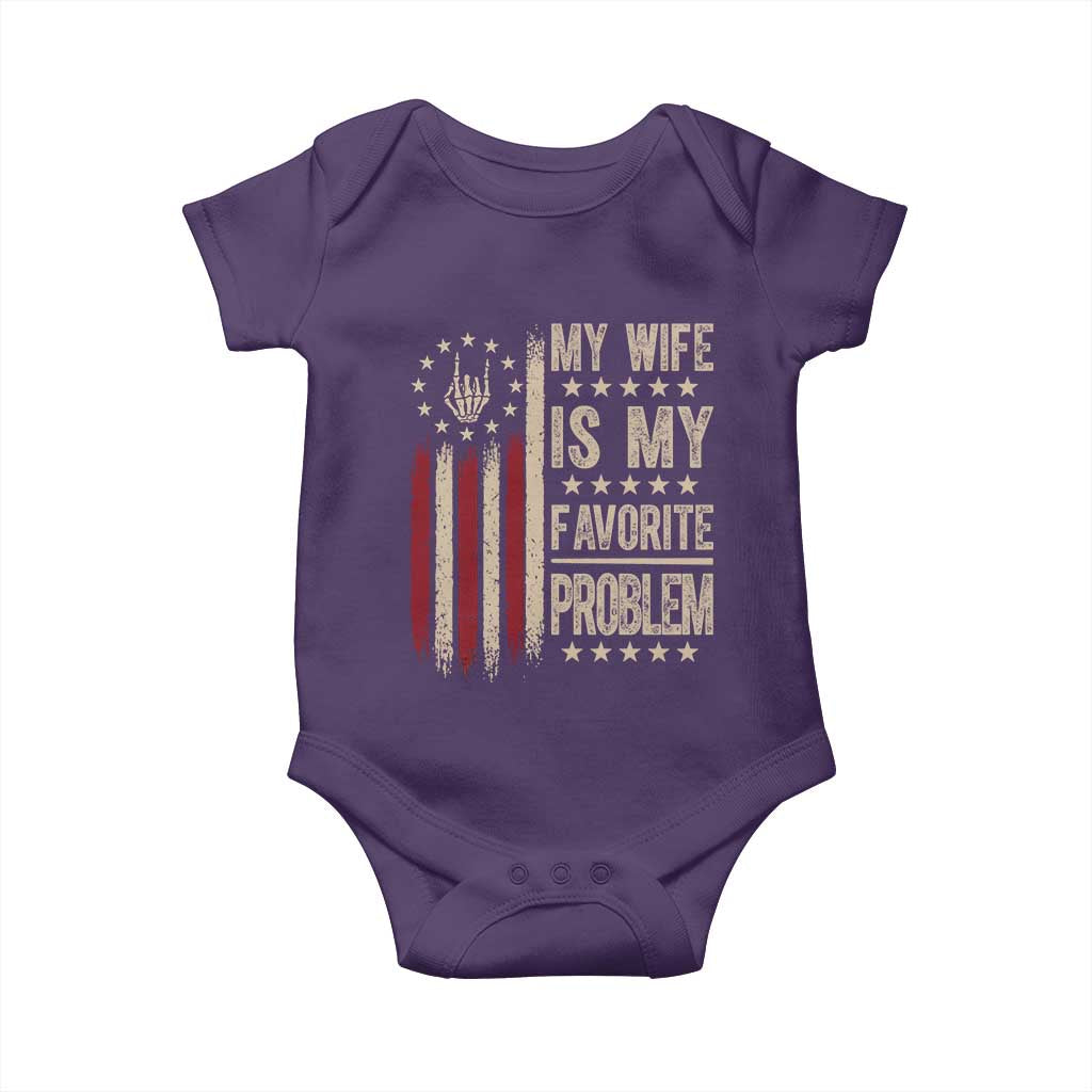 Funny My Wife Is My Favorite Problem Baby Onesie American Flag Husband Marriage Gift