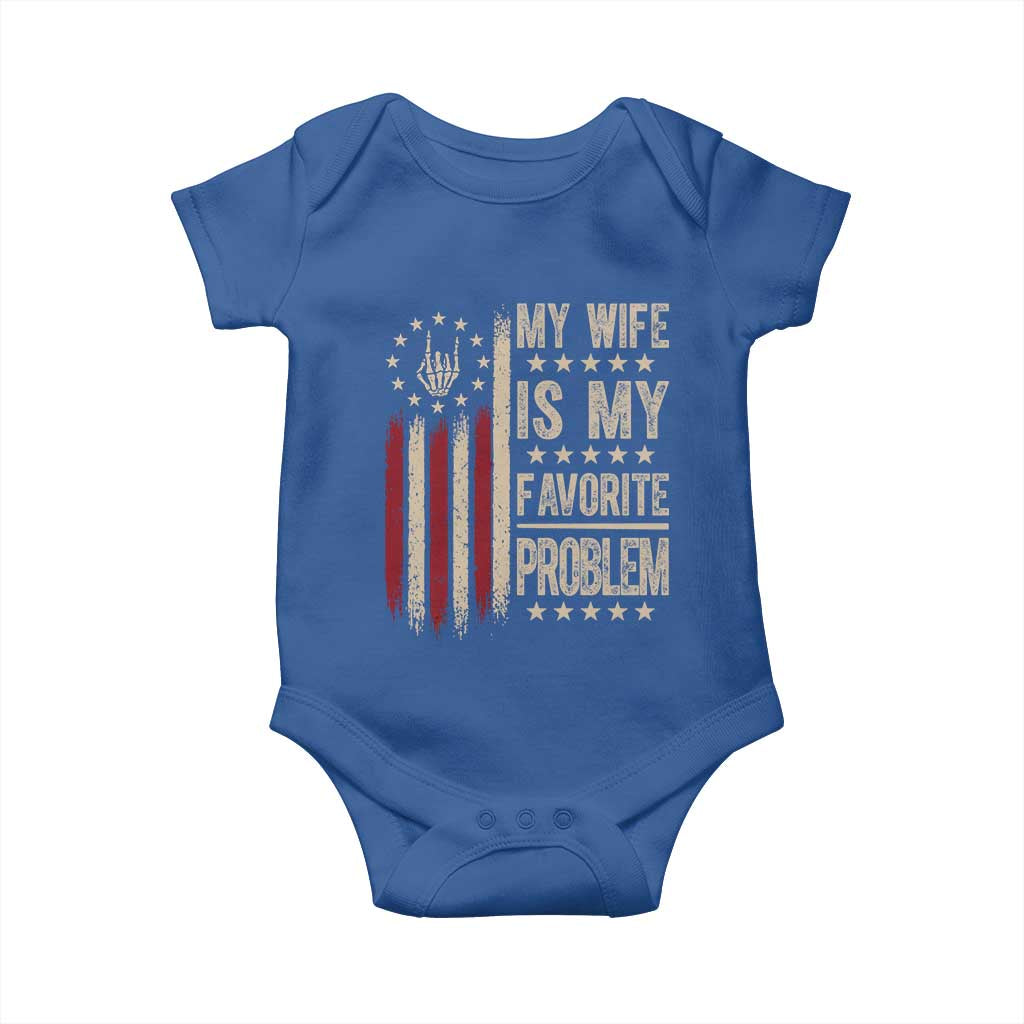 Funny My Wife Is My Favorite Problem Baby Onesie American Flag Husband Marriage Gift