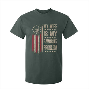 Funny My Wife Is My Favorite Problem T Shirt For Kid American Flag Husband Marriage Gift