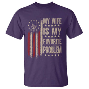 Funny My Wife Is My Favorite Problem T Shirt American Flag Husband Marriage Gift