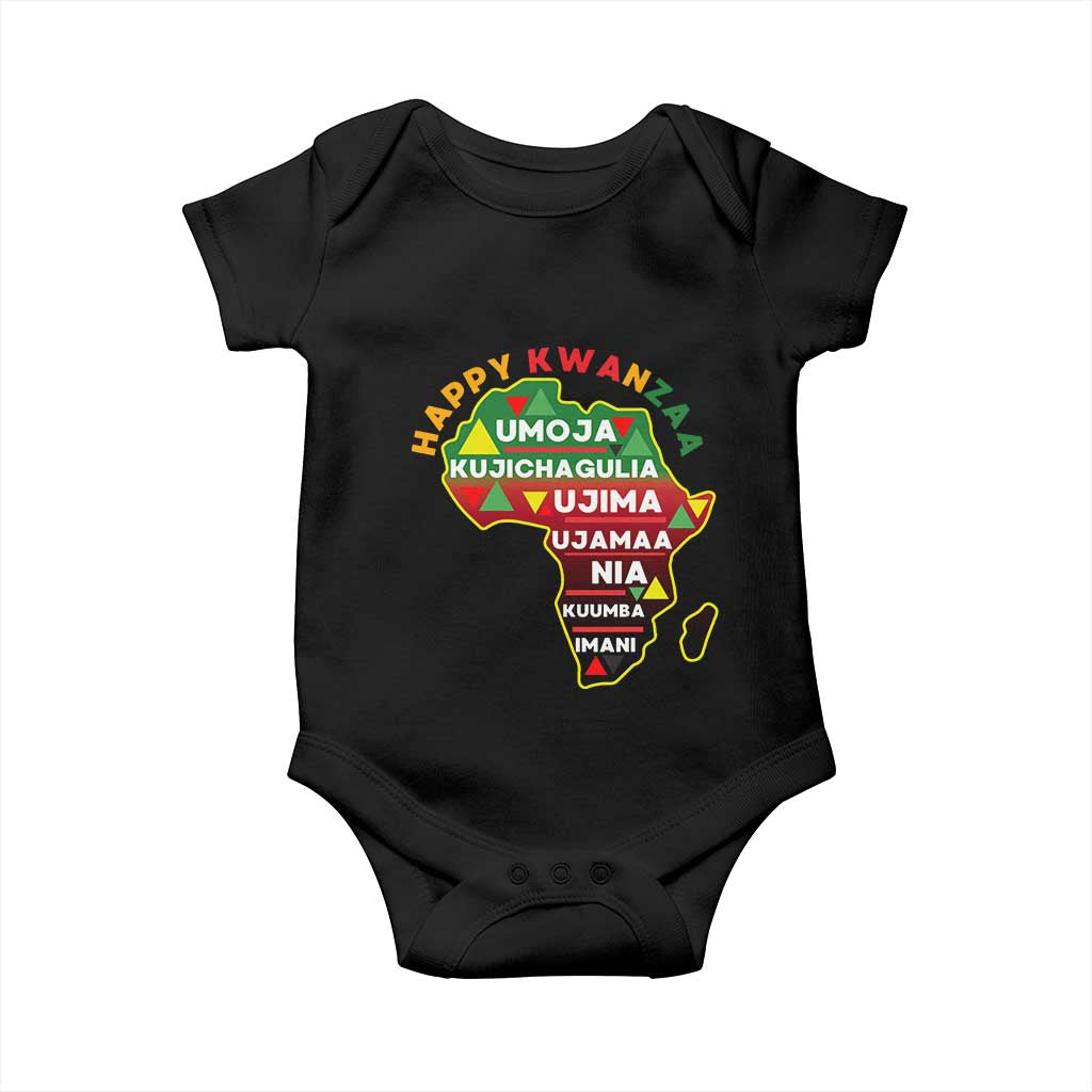 Happy Kwanzaa African Map Baby Onesie Nguzo Saba Seven Principles African Heritage Gift - Print Your Wear