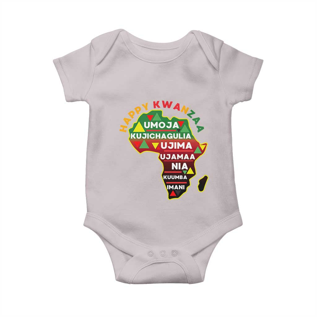 Happy Kwanzaa African Map Baby Onesie Nguzo Saba Seven Principles African Heritage Gift - Print Your Wear