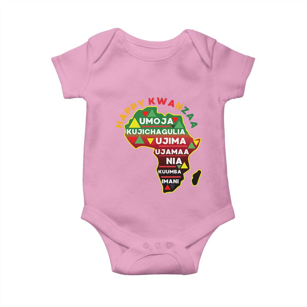 Happy Kwanzaa African Map Baby Onesie Nguzo Saba Seven Principles African Heritage Gift TS12 Light Pink Print Your Wear